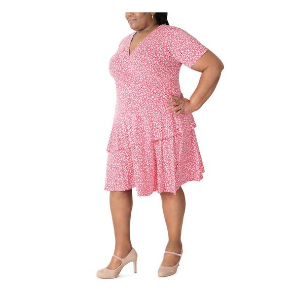 ROBBIE BEE Womens At Skirt Short Sleeve Below The Knee Fit + Flare Dress - Picture 3 of 4